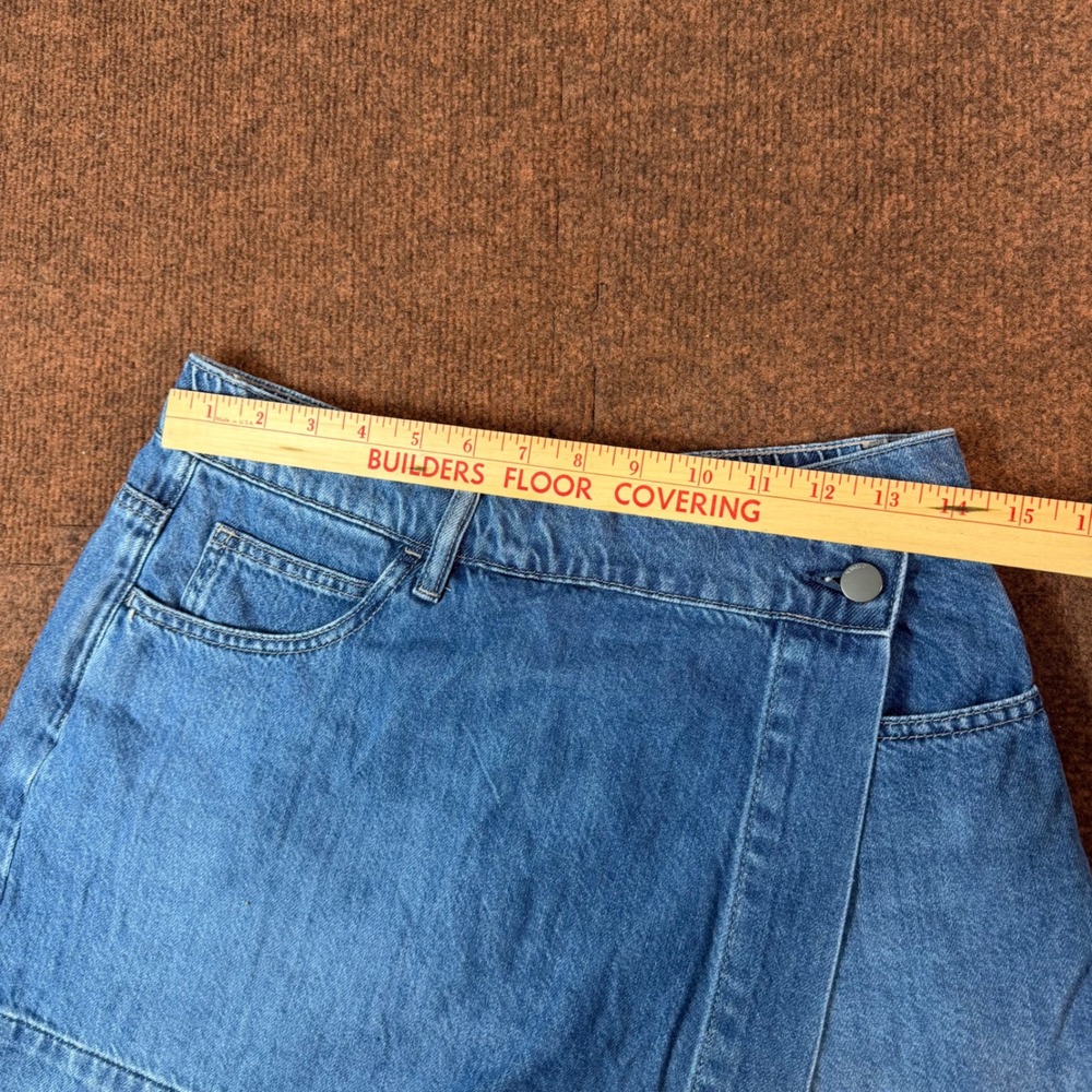 A+ Uniqlo Denim Skort Medium Wash Wrap Front Elastic Back 221-477522 Blue Size M - Picture 4 of 7